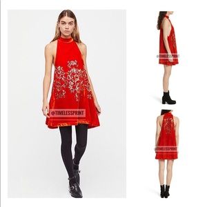 Free People Orange Velvet Swing Dress